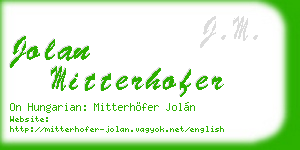 jolan mitterhofer business card
